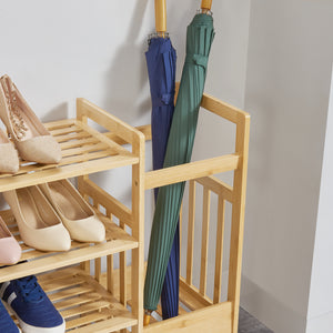 Skohylla Eckerö med paraplyställ bambu 64x72x27 cm [en.casa]