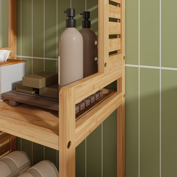 Badrumshylla Forssa 165x42x28 cm bambu [en.casa]