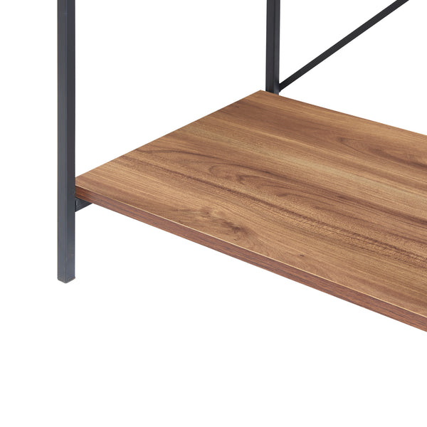 Stående hylla Billund med 4 hyllplan 133 x 60 x 42 cm svart/valnötsutseende [en.casa]