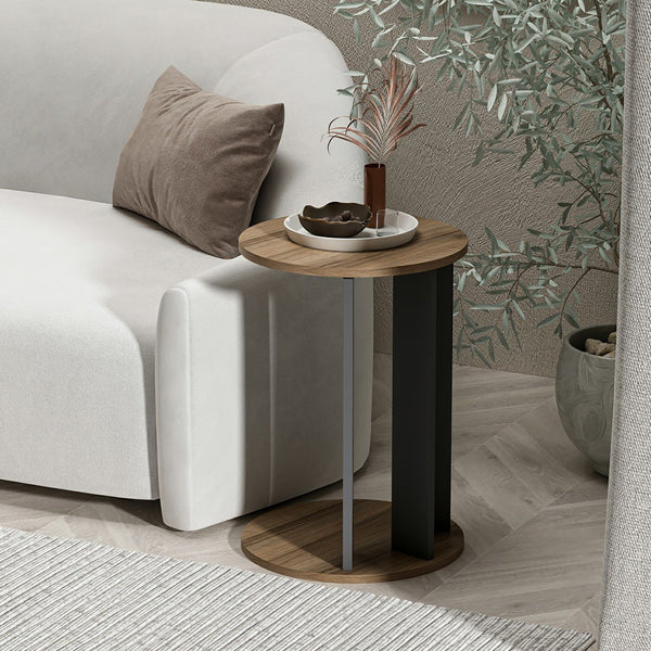 Frederiksberg sidobord 64x34 cm valnötslook / antracit [en.casa]