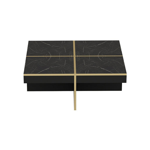 Soffbord Fjerritslev 35x90x90 cm marmorlook svart [en.casa]