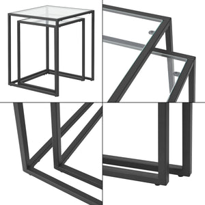 Soffbord Holstebro set om 2 härdat glas [en.casa]