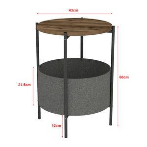 Sidobord Hofors 60x43cm antracit/ek-look, antik [en.casa]