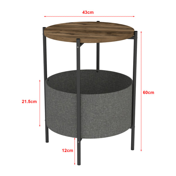 Sidobord Hofors 60x43cm antracit/ek-look, antik [en.casa]