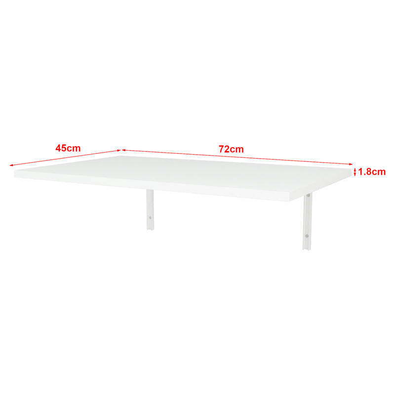 Måttskiss Klepp hopfällbart väggbord 72x45cm vit [en.casa] 