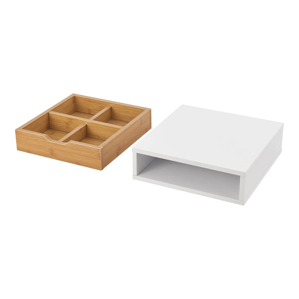 Lådbox Vieremä 9x30x31cm vit/bambu-look [en.casa]