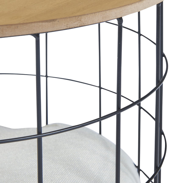 Bordsset i rotting Haapajärvi i set om 2 med kattgrotta [en.casa]