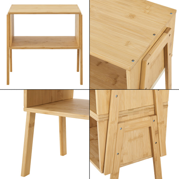 Sängbord Vinderup set om 2 stapelbar bambu 42x43,5x29 cm [en.casa]