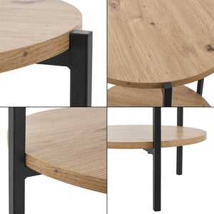 Sidobord Kuopio 50xØ40cm svart/trälook [en.casa]