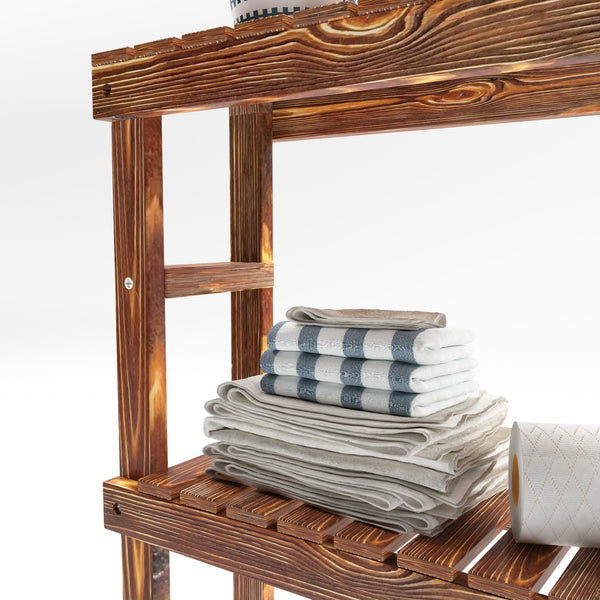 Hylla för tvättmaskin Kinnula 120x70x20cm Mörkt trä [en.casa]