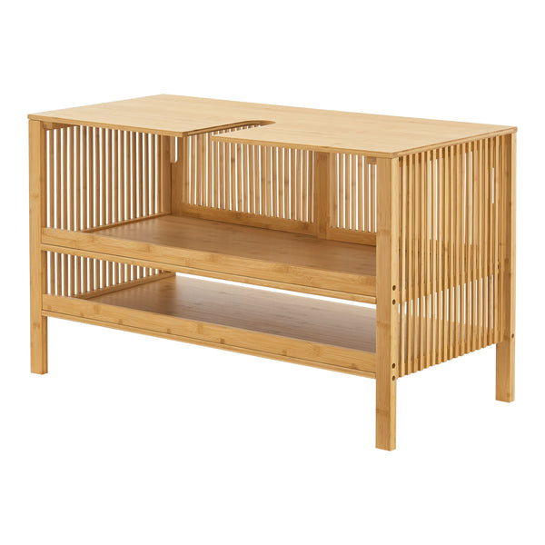 Tvättställsskåp Hvaler 60x100x45cm bambu [en.casa]