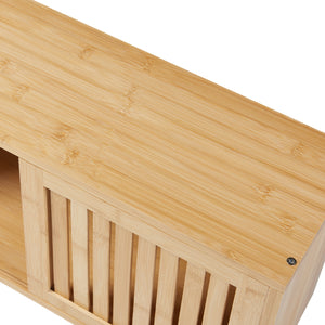 Grums vägghylla med två skjutdörrar 925x20x33cm bambu [en.casa]