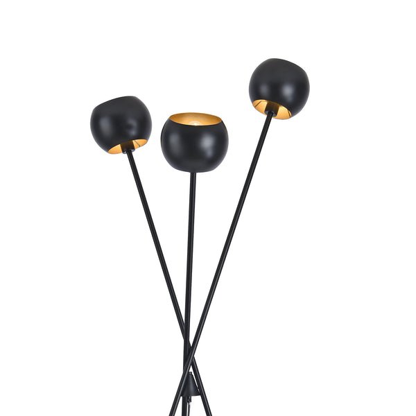 Golvlampa Nykvarn 3-ljus metall svart [lux.pro]