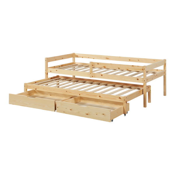 Dubbel barnsäng Sonkajärvi 90x200cm furu natur [en.casa]