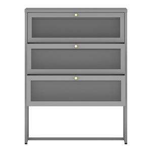 Kontorsskåp Sund med 3 lådor 105x80x40 cm Grå [en.casa]