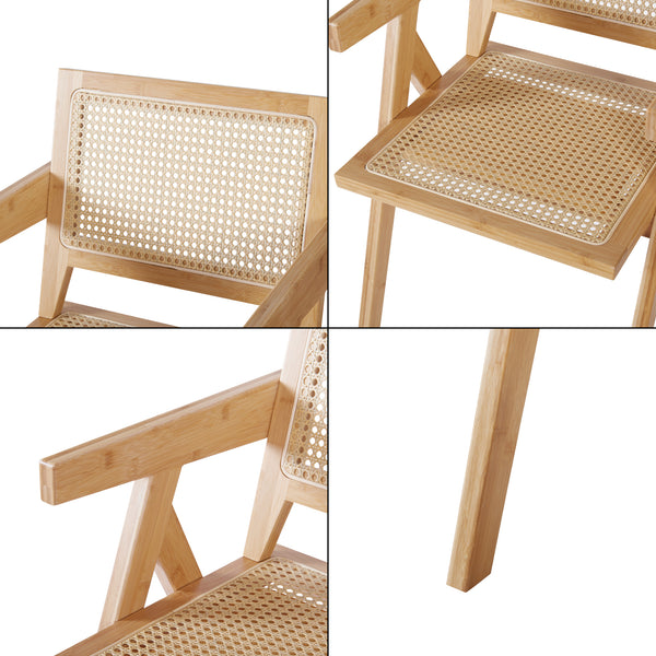 Matstol Asikkala 79x50x50cm Bambus/Rattanutseende [en.casa]