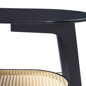 Soffbord Taivalkoski 120x43x40 cm Svart/Rattanutseende [en.casa]