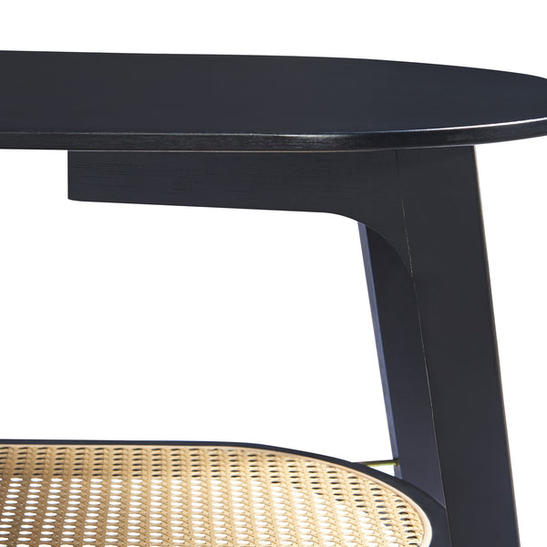 Soffbord Taivalkoski 120x43x40 cm Svart/Rattanutseende [en.casa]