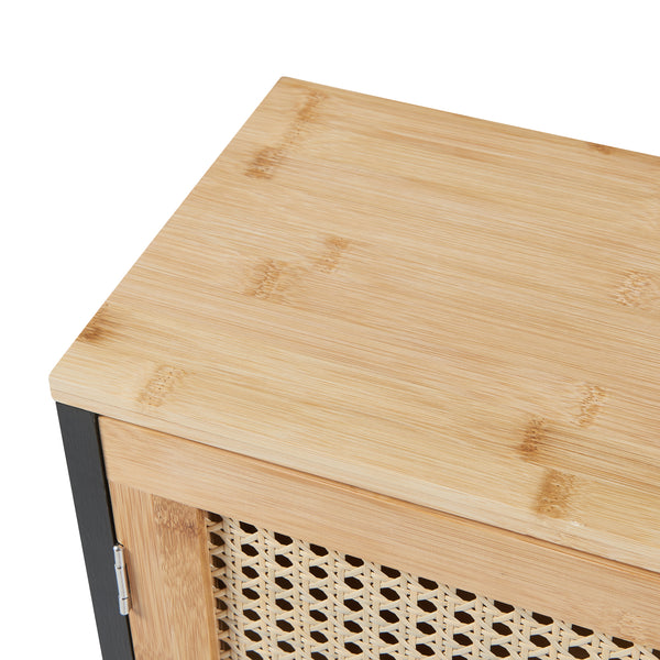 Badhängskåp Tervola 60x60x20 cm Svart/Bambu [en.casa]