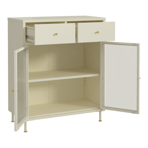 Vitrinskåp Lindau 97x80x40 cm stål creme [en.casa]