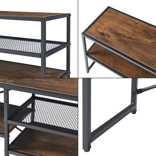 TV-bord Västiarharg 120x30x46 cm Svart/Walnut-look [en.casa]