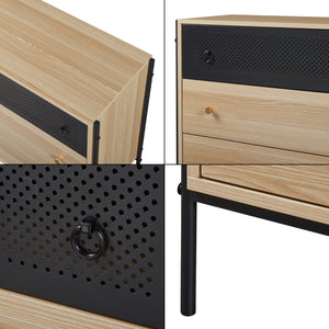 Byrå Tysnes med 3 lådor 80x80x40 cm Ek/Svart [en.casa]