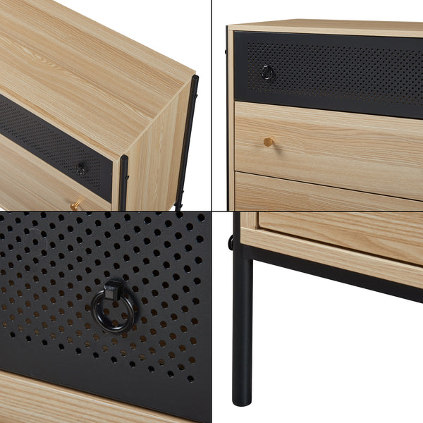 Byrå Tysnes med 3 lådor 80x80x40 cm Ek/Svart [en.casa]