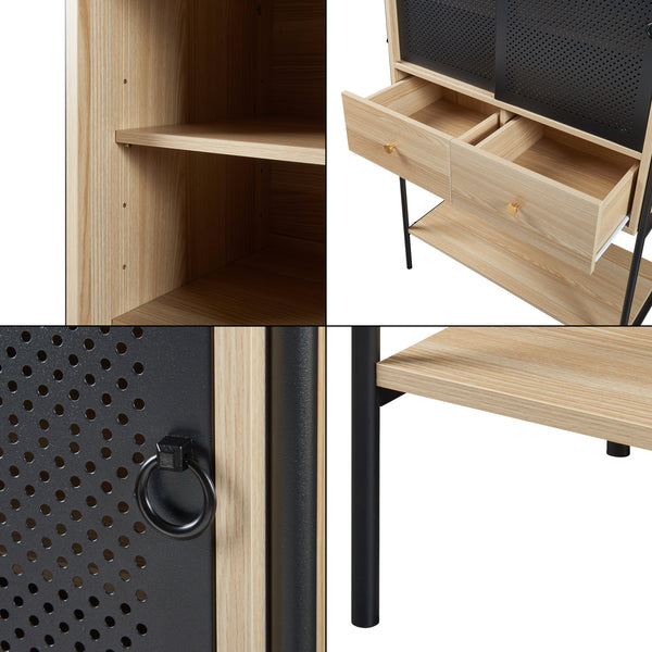 Sidobord Tysnes 140x80x40 cm Svart/Ek [en.casa]