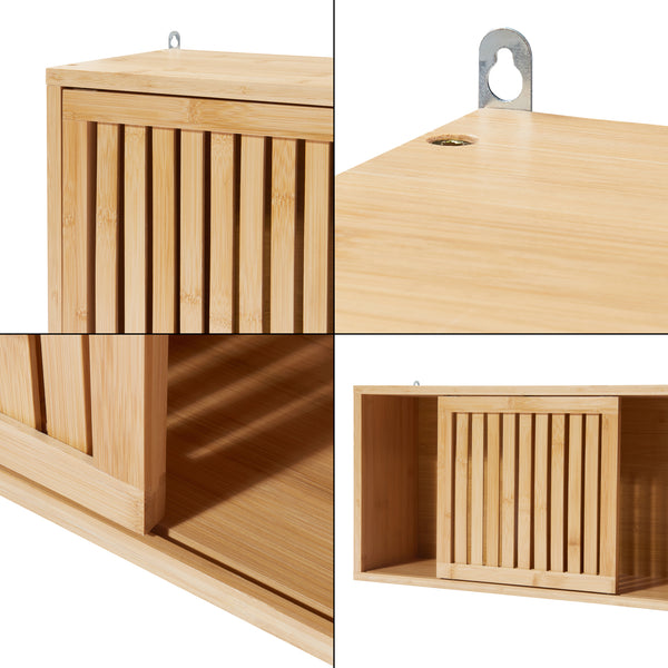 Vägghylla Ypäjä 93x20x33 cm bambu [en.casa]