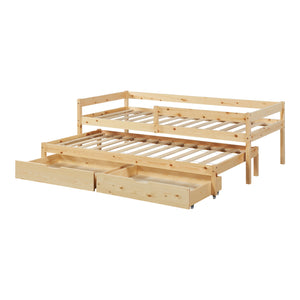 Dubbel barnsäng Sonkajärvi med madrass 90x200cm Natur [en.casa]