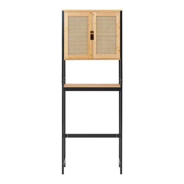 Toalettsskåp Tervola 172x63x27 cm Svart/Bambu [en.casa]