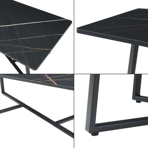 Soffbord Riskiften 120x60x48 cm marmorutseende, svart [en.casa]