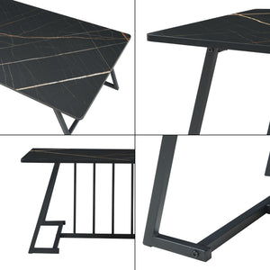 Soffbord Nospoo 120x60x46 cm Marmorutseende, svart [en.casa]