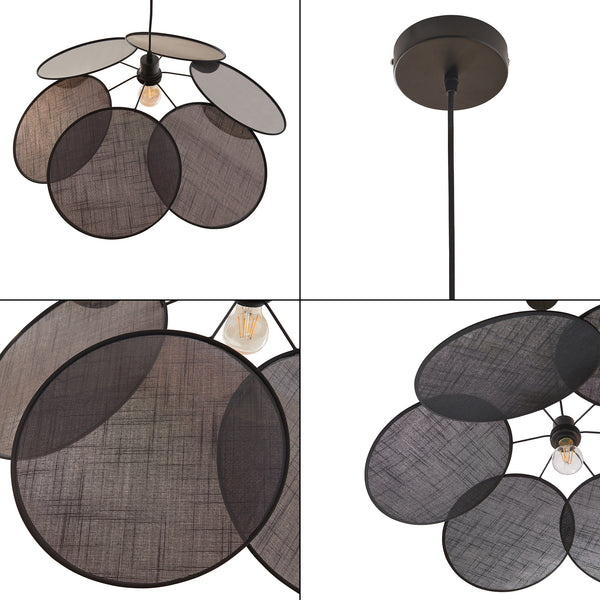 Taklampa Blackwood Metall/Textil Svart [lux.pro]