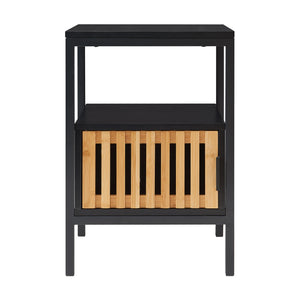Nattduksbord Luniehti 58x40x33 cm Svart/Natur [en.casa]