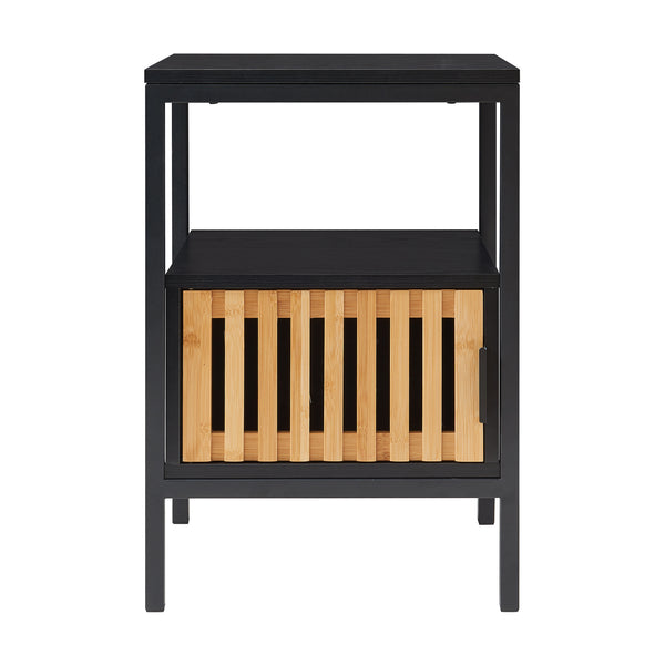 Nattduksbord Luniehti 58x40x33 cm Svart/Natur [en.casa]