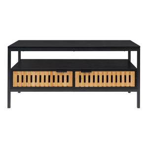 Soffbord Luniehti 100x40x48 cm Svart/Natur [en.casa]