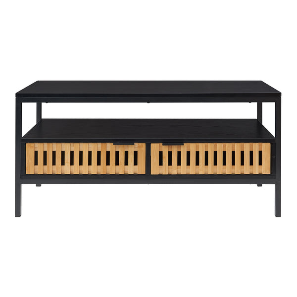 Soffbord Luniehti 100x40x48 cm Svart/Natur [en.casa]