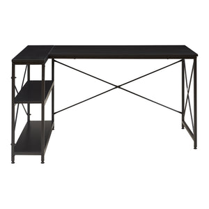 Skrivbord Raundsvalt med 1 hylla L-formad 137x88x75 cm Svart [en.casa]