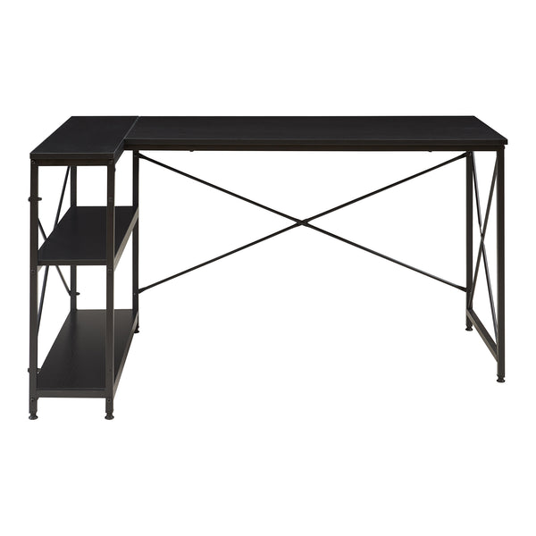 Skrivbord Raundsvalt med 1 hylla L-formad 137x88x75 cm Svart [en.casa]