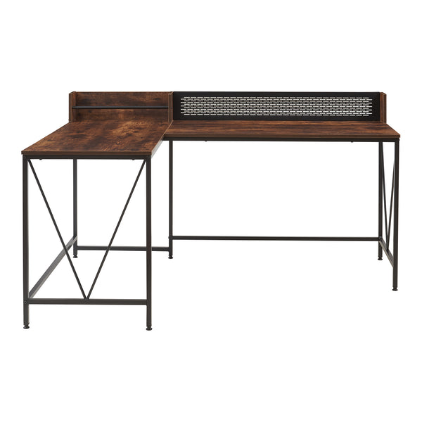 Skrivbord Frelvepirg med bakvägg L-format 165x110x75 cm valnötsoptik [en.casa]