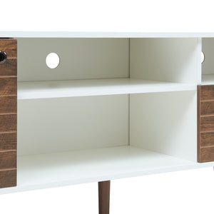 Tv-bänk Vare 165x40x65,5 cm vit valnötsfärg [en.casa] 
