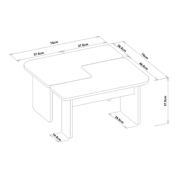 Soffbord Boneksbelt 2-del. Sandsten- och travertinfärger [en.casa]