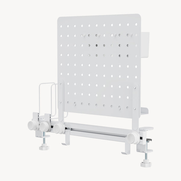 Skrivbordsorganisatör Sauda för klämning 50x50 cm stål vit [en.casa]
