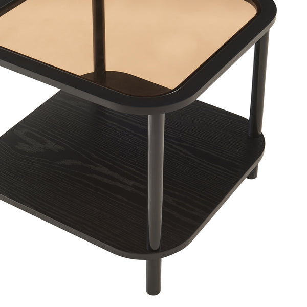 Sidobord Latama med glasskiva 51x51x45 cm Svart/Bronsglas [en.casa]