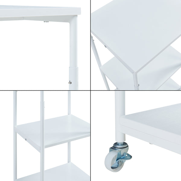 Rullbar skrivbord för skrivare Janertu 82x39x35 cm Vit [en.casa]