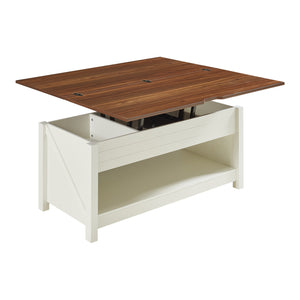 Soffbord Kasama med lyftskiva och förvaringsutrymme 110x55x54 cm valnötslook/vitt [en.casa]