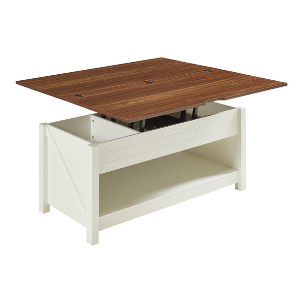 Soffbord Kasama med lyftskiva och förvaringsutrymme 110x55x54 cm valnötslook/vitt [en.casa]