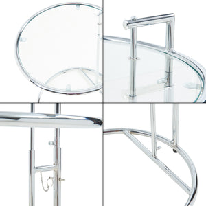 Höjdjusterbart sidobord Stare 50x57-77 cm Glas Transparent/Kromfärgat [en.casa]