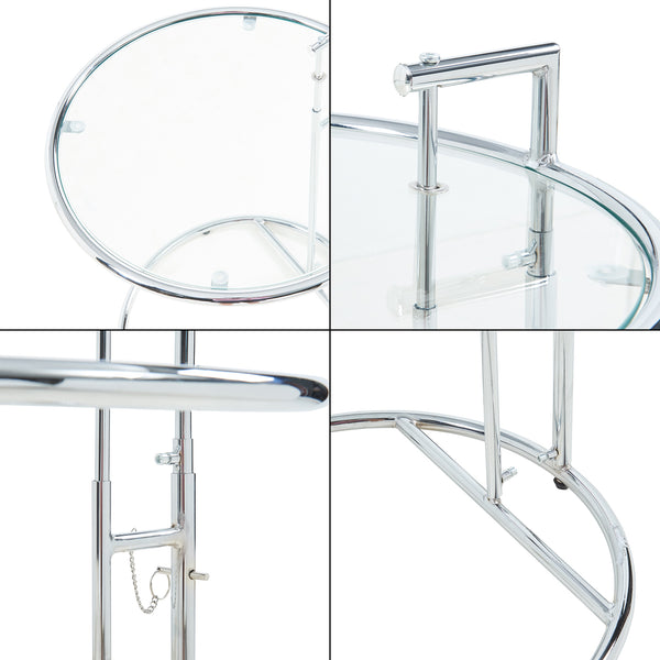 Höjdjusterbart sidobord Stare 50x57-77 cm Glas Transparent/Kromfärgat [en.casa]